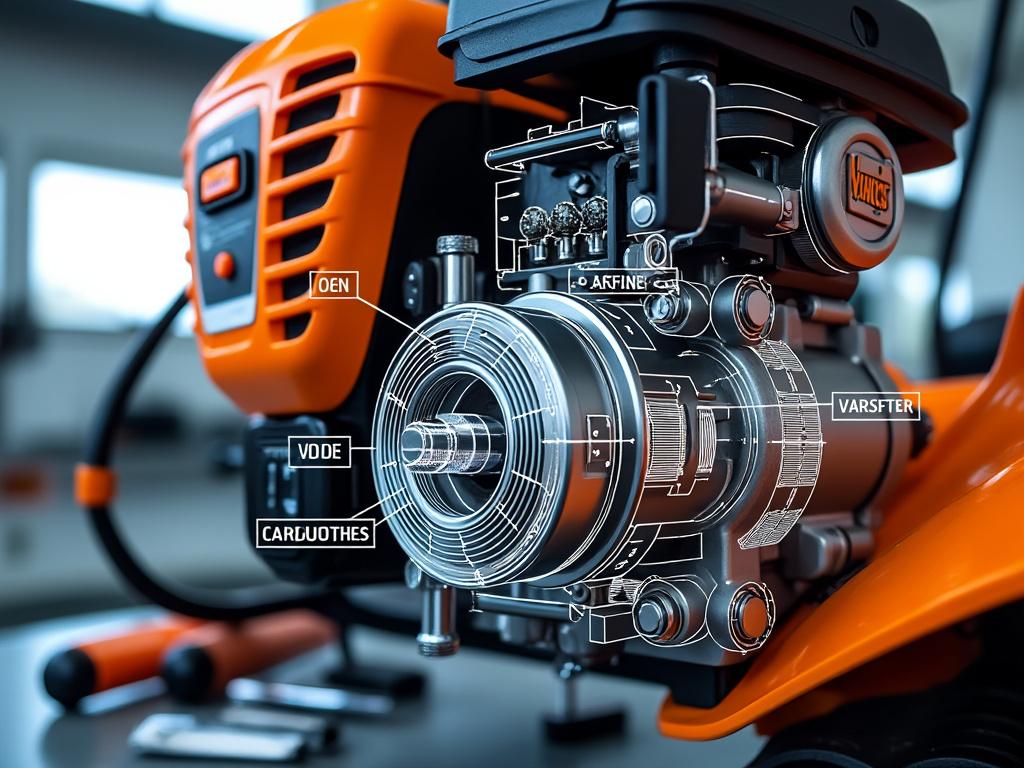 Moteur à essence avec schéma annoté.