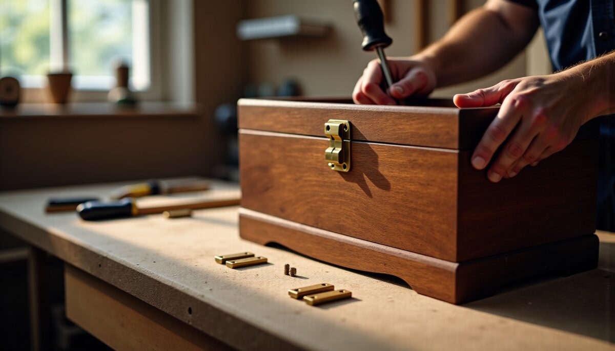 Coffre en bois : guide pratique pour installer une charnière plate sans erreur