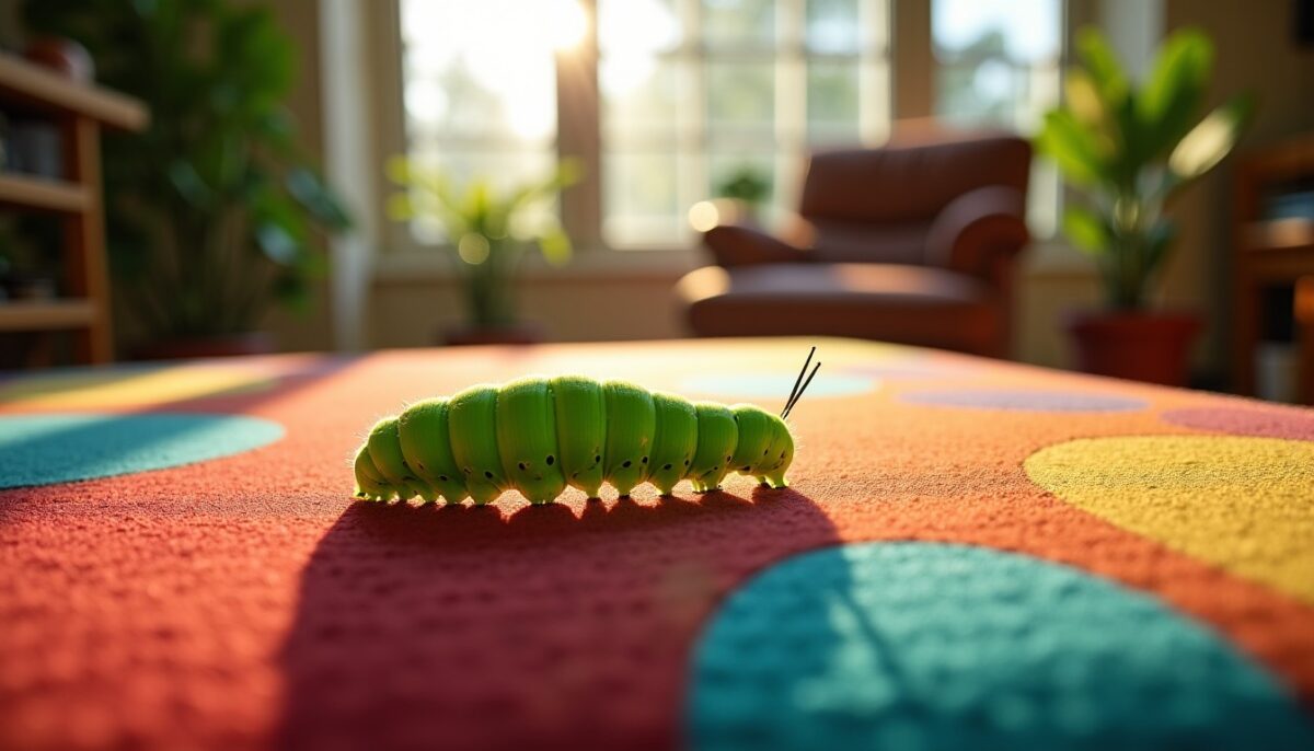 Petite chenille à la maison : ennemie textile ou exploratrice venue du jardin ?